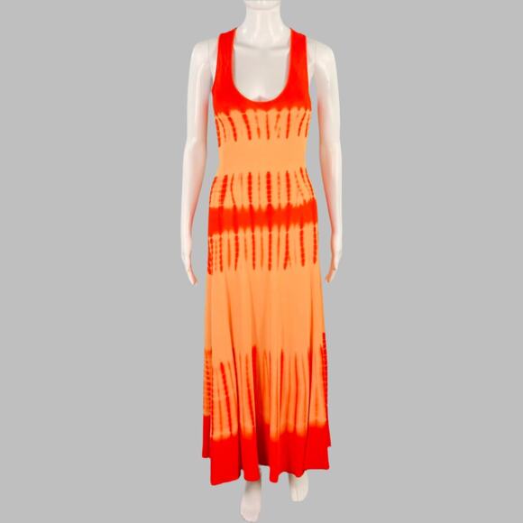 PROENZA SCHOULER Size S Orange Viscose Tie Dye Crossback Maxi Dress - Picture 1 of 7
